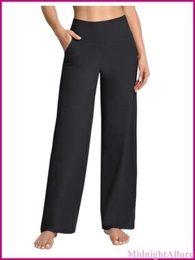Women High Waist Wide Leg Yoga Pants Loose Sweatpants with Pockets